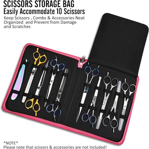 Leather Shear Cases for Hairstylist Holds 10 Grooming or Beauty Shears, Shear Holder (YELLOW) in Kuwait