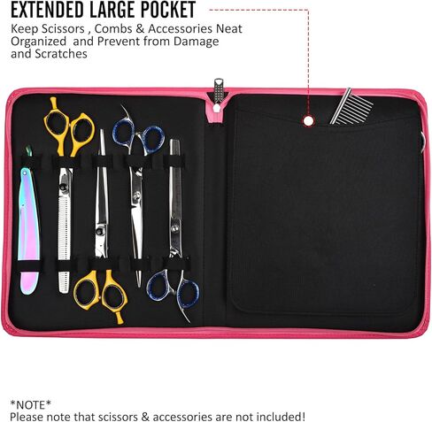 Leather Shear Cases for Hairstylist Holds 10 Grooming or Beauty Shears, Shear Holder (YELLOW) in Kuwait