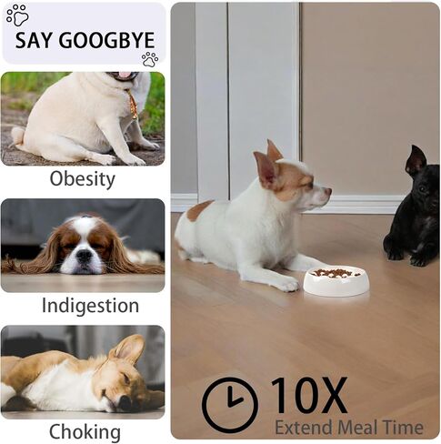 Dog Slow Feeder Bowl Ceramic, Non-Slip Slow Feeder Bowl for Small Medium Dogs & Cats, Puzzle Puppy Food Dish for Fast Eater in Kuwait