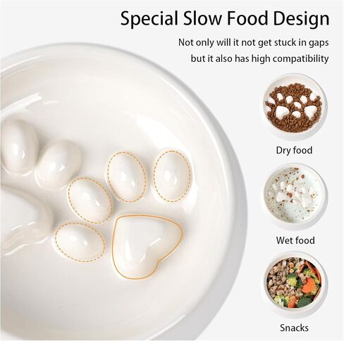 Dog Slow Feeder Bowl Ceramic, Non-Slip Slow Feeder Bowl for Small Medium Dogs & Cats, Puzzle Puppy Food Dish for Fast Eater in Kuwait