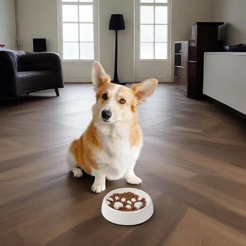 Dog Slow Feeder Bowl Ceramic, Non-Slip Slow Feeder Bowl for Small Medium Dogs & Cats, Puzzle Puppy Food Dish for Fast Eater in Kuwait