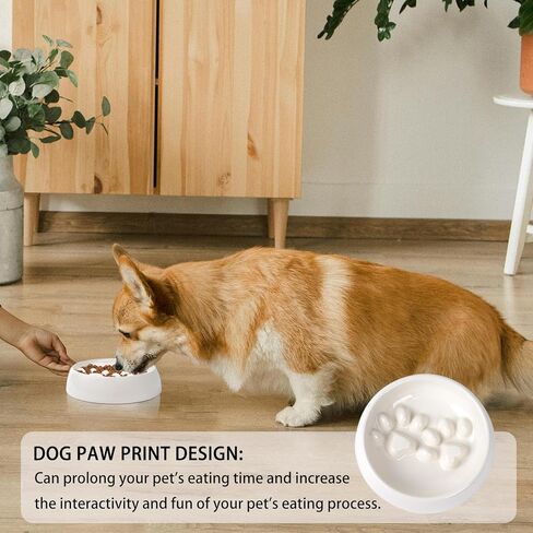Dog Slow Feeder Bowl Ceramic, Non-Slip Slow Feeder Bowl for Small Medium Dogs & Cats, Puzzle Puppy Food Dish for Fast Eater in Kuwait