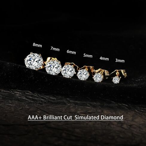 GEMSME 18K Gold Plated Princess Cut Clear Cubic Zirconia Stud Earrings Pack of 5 (gold) in Saudi Arabia