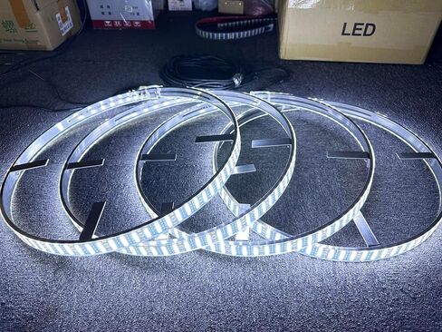 SDO 17.5" Quad Row Pure White Rim Lights Breathe/Flashing LED Illuminated Wheel Ring Light Switch & Remote Ctrl Wheel Well Light Strobe Tire Light for Car Truck Vehical in Kuwait