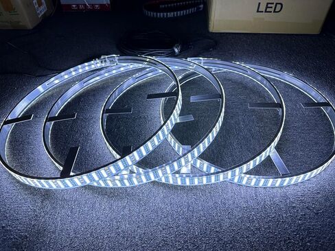 SDO 17.5" Quad Row Pure White Rim Lights Breathe/Flashing LED Illuminated Wheel Ring Light Switch & Remote Ctrl Wheel Well Light Strobe Tire Light for Car Truck Vehical in Kuwait