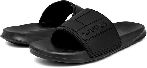 Nautica Men's Open Toe Slide Sandals - Comfortable Indoor & Outdoor Shower Slippers in Kuwait