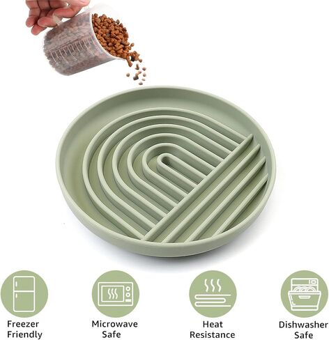 YINGFAN Slow Feeder Dog Bowls, Silicone Non-Slip Dog Slow Feeder Bowl, Puzzle Slow Eating Bowl for Medium to Small Dogs, Easy to Clean & Dishwasher Safe, 2 Cup, Green in Kuwait