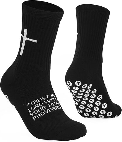 Cross Grip Soccer Socks - Anti-Slip Grips Sports Sock with Breathable Thickened Sole for Football Basketball Volleyball and Bodybuilding Available for US 6-13 in Saudi Arabia