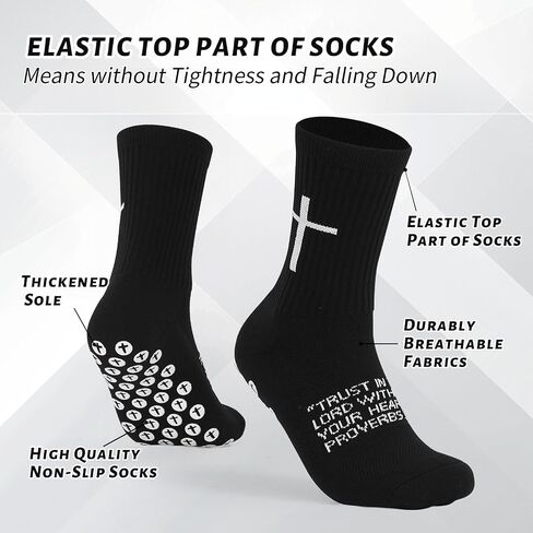 Cross Grip Soccer Socks - Anti-Slip Grips Sports Sock with Breathable Thickened Sole for Football Basketball Volleyball and Bodybuilding Available for US 6-13 in Saudi Arabia