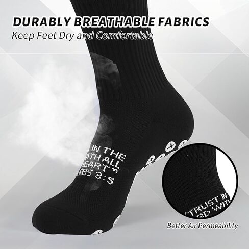 Cross Grip Soccer Socks - Anti-Slip Grips Sports Sock with Breathable Thickened Sole for Football Basketball Volleyball and Bodybuilding Available for US 6-13 in Saudi Arabia