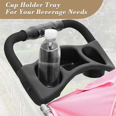 Athena Collection 3 Wheels Pet Stroller Folding Dog Stroller for Medium Dogs 33 Lbs Cat Puppy Stroller Pet Gear Dog Stroller with Detachable Carrier, Cup Holder, Bottom Storage, Pink in Saudi Arabia