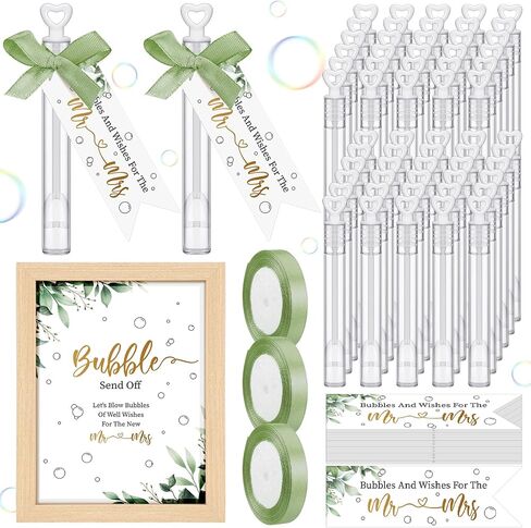 405 PCS BRADBLES Bubbles مجموعة تشمل صخور القلب فقاعات الفقاعات إرسال بطاقات هدية علامات الخشب أشرطة إطار الخشب لحفل الزفاف إرسال حفلات الحفلات (SAGE GREEN) in Kuwait