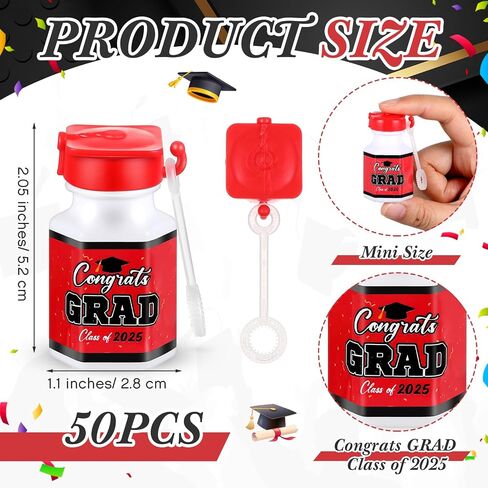 50 PCS Bubble Bottles Mini Class of 2025 Bubble Bubble Wands Bulk Toys to Cratrats Gradie Goodie Filler Cermony Party Favors (Gold) in Kuwait
