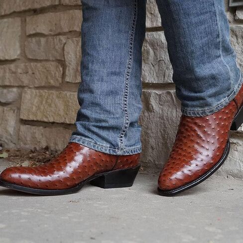أحذية رعاة البقر Soto Boots للرجال بطباعة النعامة، أحذية رعاة البقر الرجالية بطباعة غريبة، أحذية غربية للرجال H7002 in Kuwait