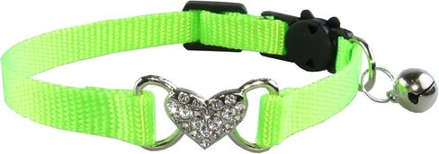 Heart Bling Cat Collar with Safety Belt and Bell Adjustable 7.5-12.5 inches for Kitten Cats,Breakaway Kitten Collar,Pet Supplies Accessories (Purple) in Kuwait