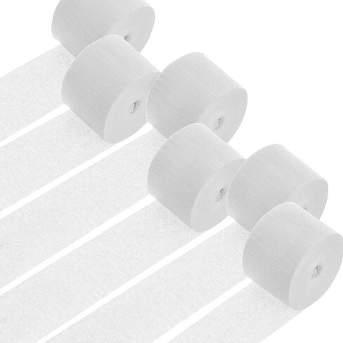 COBEE CREPE Paper Paperers ، 6 Rolls/492ft Paper Paper Streamer Roll for Paper Crafts Party Surpleer Decortings لعيد ميلاد العازبة الطفل الدش الزفاف عيد الميلاد العام الجديد (أبيض) in Kuwait
