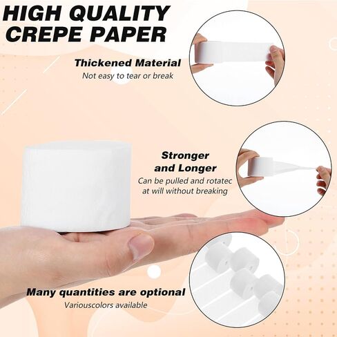COBEE CREPE Paper Paperers ، 6 Rolls/492ft Paper Paper Streamer Roll for Paper Crafts Party Surpleer Decortings لعيد ميلاد العازبة الطفل الدش الزفاف عيد الميلاد العام الجديد (أبيض) in Kuwait