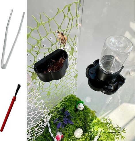 Jumping Spider Water Dispenser, Magnetic Hanging Feeder Dish with Cleaning Brush and Tweezers,Fits for Jumping Spiders,Arboreal Animals, and Other Small Animal Accessories (Black, 8ml) in Kuwait