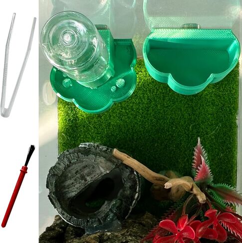 Jumping Spider Water Dispenser, Magnetic Hanging Feeder Dish with Cleaning Brush and Tweezers,Fits for Jumping Spiders,Arboreal Animals, and Other Small Animal Accessories (Black, 8ml) in Kuwait