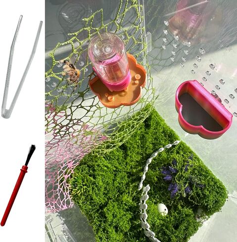 Jumping Spider Water Dispenser, Magnetic Hanging Feeder Dish with Cleaning Brush and Tweezers,Fits for Jumping Spiders,Arboreal Animals, and Other Small Animal Accessories (Black, 8ml) in Kuwait