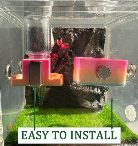 Jumping Spider Water Dispenser, Magnetic Hanging Feeder Dish with Cleaning Brush and Tweezers,Fits for Jumping Spiders,Arboreal Animals, and Other Small Animal Accessories (Black, 8ml) in Kuwait