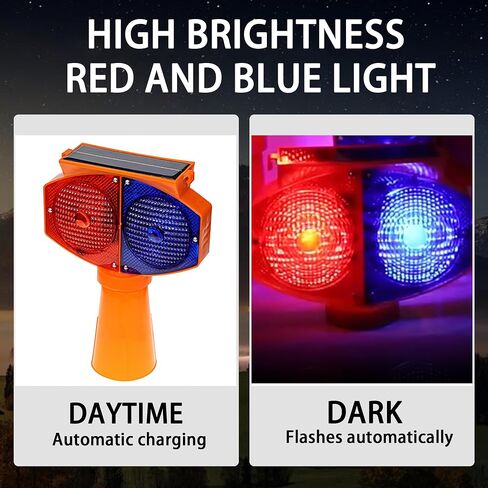 Solar Strobe Warning Light,High Bright Outdoor LED Flashing Light Waterproof, 2 Mode Construction Safety Traffic Light, Red & Blue Flash Light for Construction Traffic Safety Sign Traffic Dock in Saudi Arabia