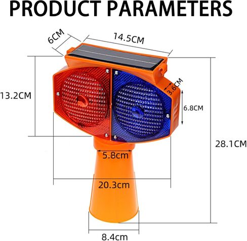 Solar Strobe Warning Light,High Bright Outdoor LED Flashing Light Waterproof, 2 Mode Construction Safety Traffic Light, Red & Blue Flash Light for Construction Traffic Safety Sign Traffic Dock in Saudi Arabia