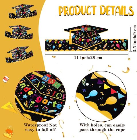 60 Pcs Preschool Paper Graduation Crown for Kids Graduation Caps Hats for Students Grad Decorations in Kuwait