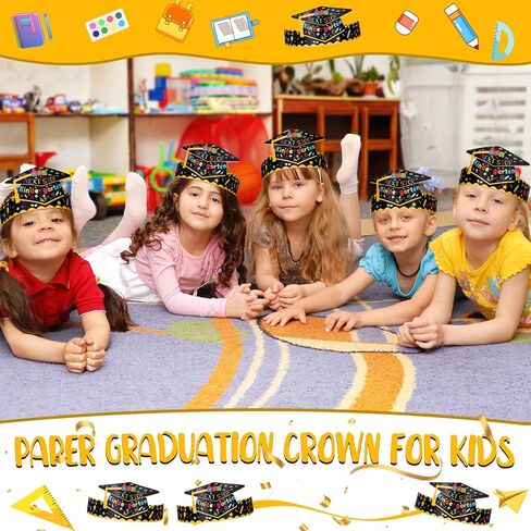 60 Pcs Preschool Paper Graduation Crown for Kids Graduation Caps Hats for Students Grad Decorations in Kuwait