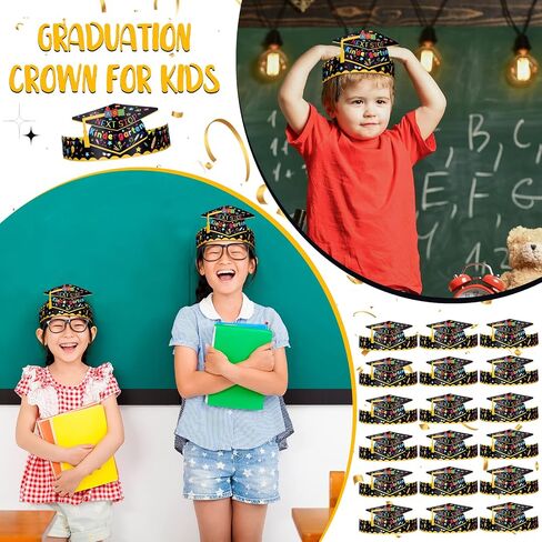 60 Pcs Preschool Paper Graduation Crown for Kids Graduation Caps Hats for Students Grad Decorations in Kuwait