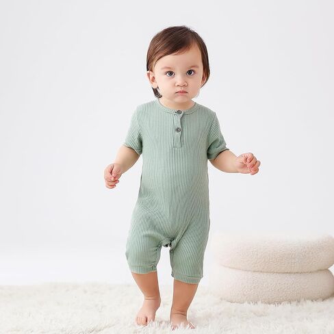Bafeicao Baby Boy Girl 2/3 Pack Solid Romper Ribbed Short/Long Sleeve | Bodysuit Jumpsuit Infant Knitted Outfits Clothes in Saudi Arabia