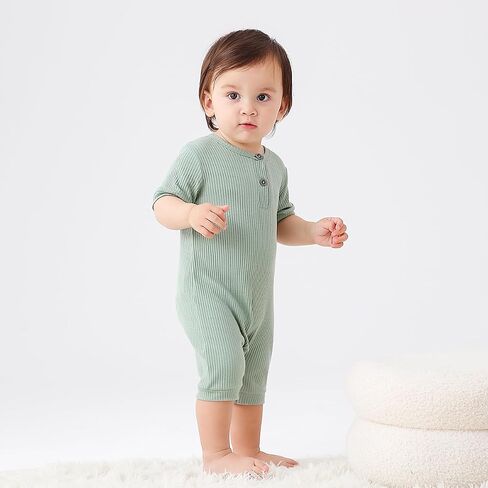 Bafeicao Baby Boy Girl 2/3 Pack Solid Romper Ribbed Short/Long Sleeve | Bodysuit Jumpsuit Infant Knitted Outfits Clothes in Saudi Arabia