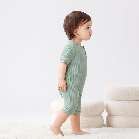 Bafeicao Baby Boy Girl 2/3 Pack Solid Romper Ribbed Short/Long Sleeve | Bodysuit Jumpsuit Infant Knitted Outfits Clothes in Saudi Arabia