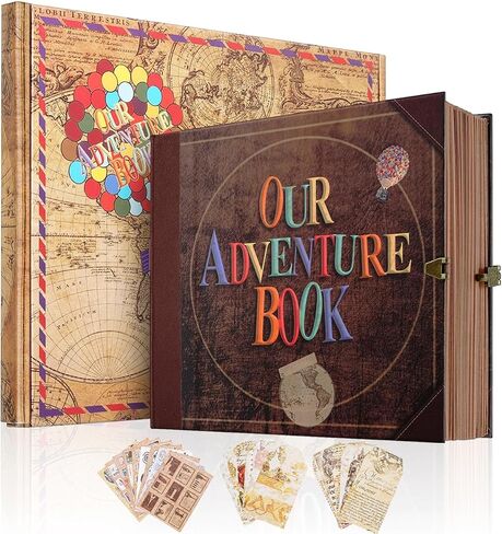 Our Adventure Book Scrapbook, Photo Album 146-Page, Retro Embossed Travel Scrapbook, Up Memory Book for Couples, Gifts, Anniversary, Wedding (8.9 * 7.7 in) in Saudi Arabia