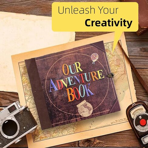 Our Adventure Book Scrapbook, Photo Album 146-Page, Retro Embossed Travel Scrapbook, Up Memory Book for Couples, Gifts, Anniversary, Wedding (8.9 * 7.7 in) in Saudi Arabia