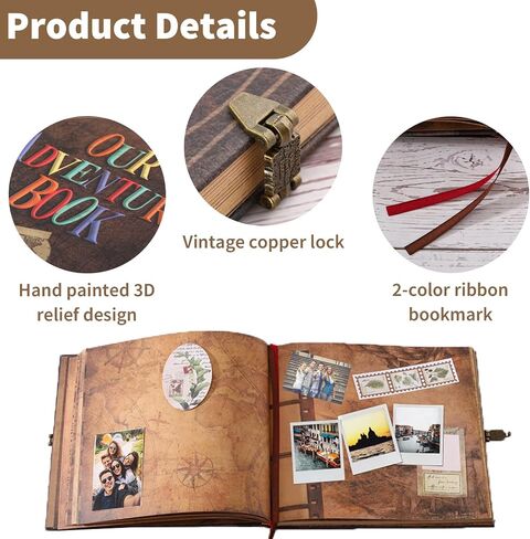 Our Adventure Book Scrapbook, Photo Album 146-Page, Retro Embossed Travel Scrapbook, Up Memory Book for Couples, Gifts, Anniversary, Wedding (8.9 * 7.7 in) in Saudi Arabia