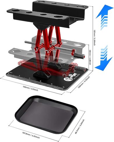 RC Car Work Stand Aluminum Repair Workstation Lift Lower with Screw Tray for Traxxas TRX4 Axial Arrma Redcat Losi 1/8 1/10 1/12 1/14 1/16 1/18 1/24 RC Car Tool Set (Red) in Saudi Arabia