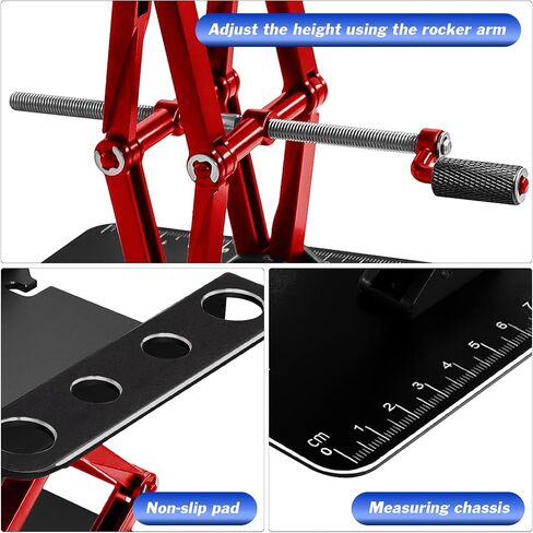RC Car Work Stand Aluminum Repair Workstation Lift Lower with Screw Tray for Traxxas TRX4 Axial Arrma Redcat Losi 1/8 1/10 1/12 1/14 1/16 1/18 1/24 RC Car Tool Set (Red) in Saudi Arabia