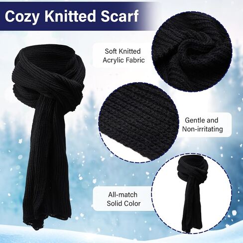 8 Pcs Winter Warm Set for Men Black Knitted Beanie Earflap Cap Touchscreen Half Finger Glove Scarf Socks in Kuwait