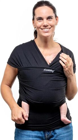 Cuddlebug Baby Wrap Carrier, Soft Stretchy Newborn Sling, 7-35 lbs, Black | Breathable Fabric, Hands-Free Baby Wearing Wrap, Hip-Healthy support with Gentle Stretch that hugs from day one. in Kuwait