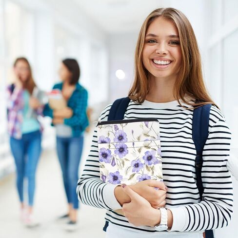 حقيبة كتاب زهرة زرقاء زرقاء مع جيب أمامي وأكمام كتاب مقاومة للماء مع حماة الكتب القابلة للغسل. in Kuwait