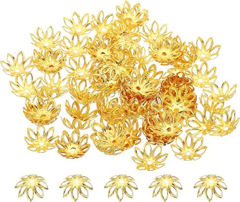 أغطية حبة زهرة Patikil ، 100pcs 14x5mm جوفاء الفواصل المعدنية حبة نهاية حبة من أجل المجوهر in Kuwait