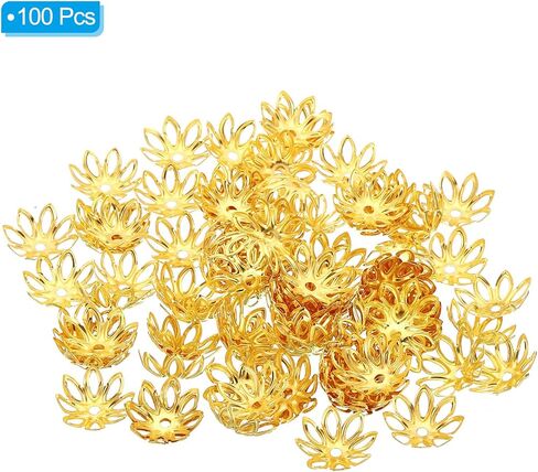 أغطية حبة زهرة Patikil ، 100pcs 14x5mm جوفاء الفواصل المعدنية حبة نهاية حبة من أجل المجوهر in Kuwait