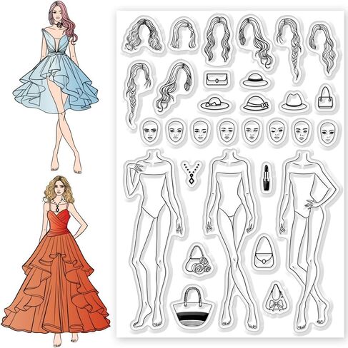 CHGCRAFT FRASINABLE امرأة سيليكون صافية لصنع البطاقات ، DIY SCRAPBOOKING ، زخرفة ألبوم الصور - خلفية شفافة ، 4.3x6.3inch in Kuwait