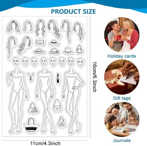 CHGCRAFT FRASINABLE امرأة سيليكون صافية لصنع البطاقات ، DIY SCRAPBOOKING ، زخرفة ألبوم الصور - خلفية شفافة ، 4.3x6.3inch in Kuwait