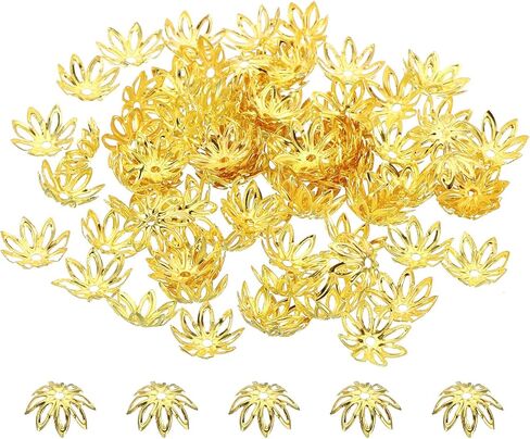 أغطية حبة زهرة Patikil ، 100pcs 14x5mm جوفاء الفواصل المعدنية حبة نهاية حبة من أجل المجوهر in Kuwait