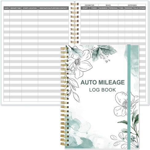 Auto Mileage Log Book – Vehicle Maintenance Log Book, Miles Log Book for Car with Odometer,Expense,Gas Consumption & Lubrication,Repairs and Accessories, 5.8" x 8.5", Teal Floral in Saudi Arabia