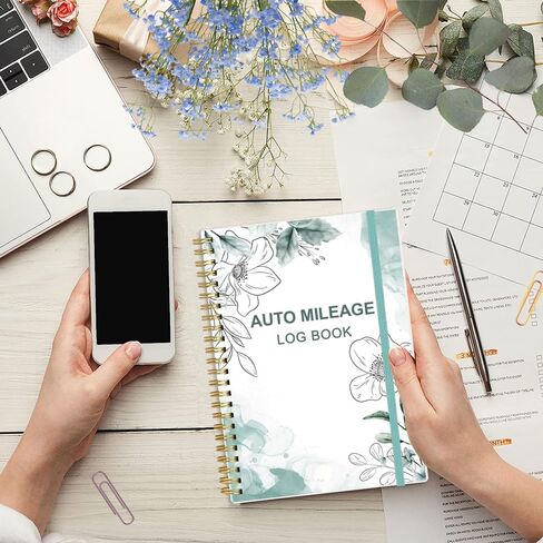 Auto Mileage Log Book – Vehicle Maintenance Log Book, Miles Log Book for Car with Odometer,Expense,Gas Consumption & Lubrication,Repairs and Accessories, 5.8" x 8.5", Teal Floral in Saudi Arabia