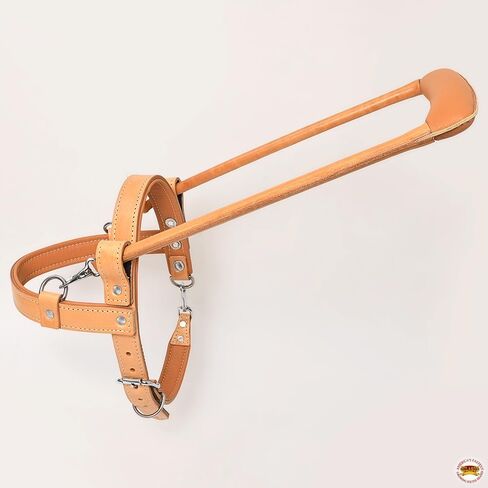 Hilason Guide Dog Harness Brown Leather Badded Heliine Beather مع مقبض Tan | تسخير الكلب مع الأشرطة القابلة للتعديل | تسخير الكلب مع مقبض للتدريب | تسخير الكلب التنفس | حزام الكلب العلاج in Kuwait