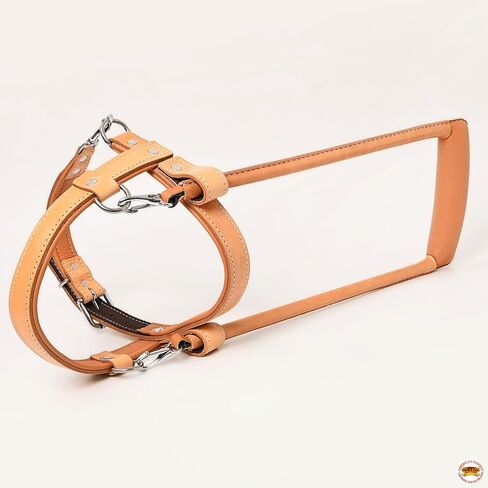 Hilason Guide Dog Harness Brown Leather Badded Heliine Beather مع مقبض Tan | تسخير الكلب مع الأشرطة القابلة للتعديل | تسخير الكلب مع مقبض للتدريب | تسخير الكلب التنفس | حزام الكلب العلاج in Kuwait
